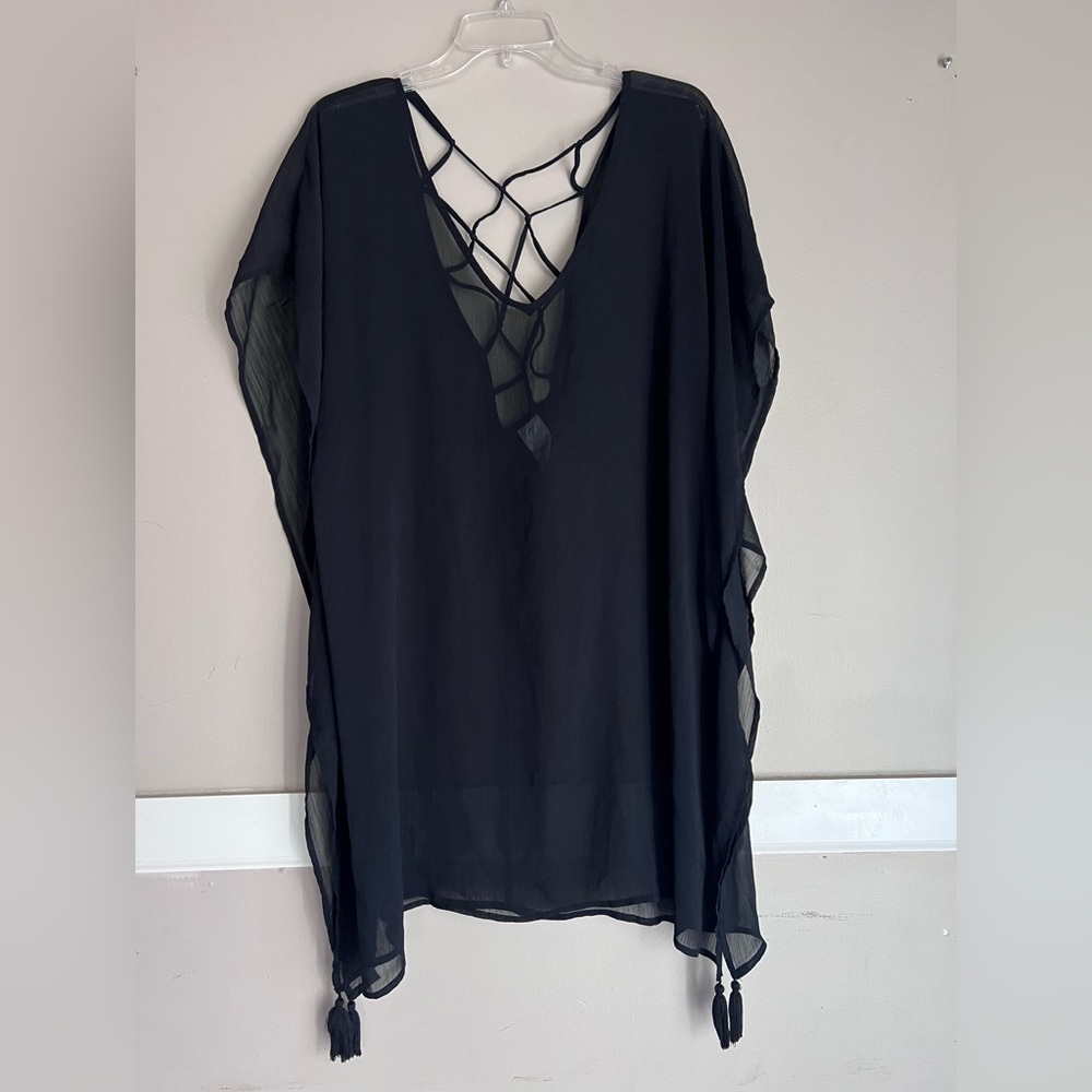 Kona Sol Black Sheer Swim Cover-Up